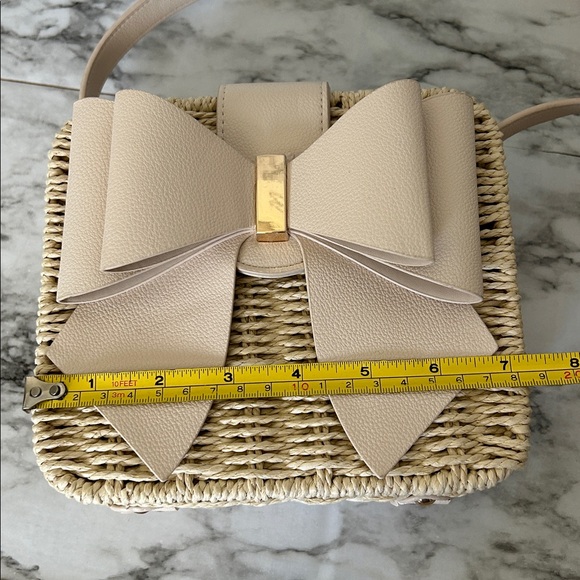 Like Dreams Poppy vegan Bow Tie Straw woven basket purse Crossbody bag coquette - Picture 11 of 13